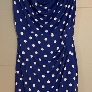 Ann Taylor Royal Blue Dress with White Dots
